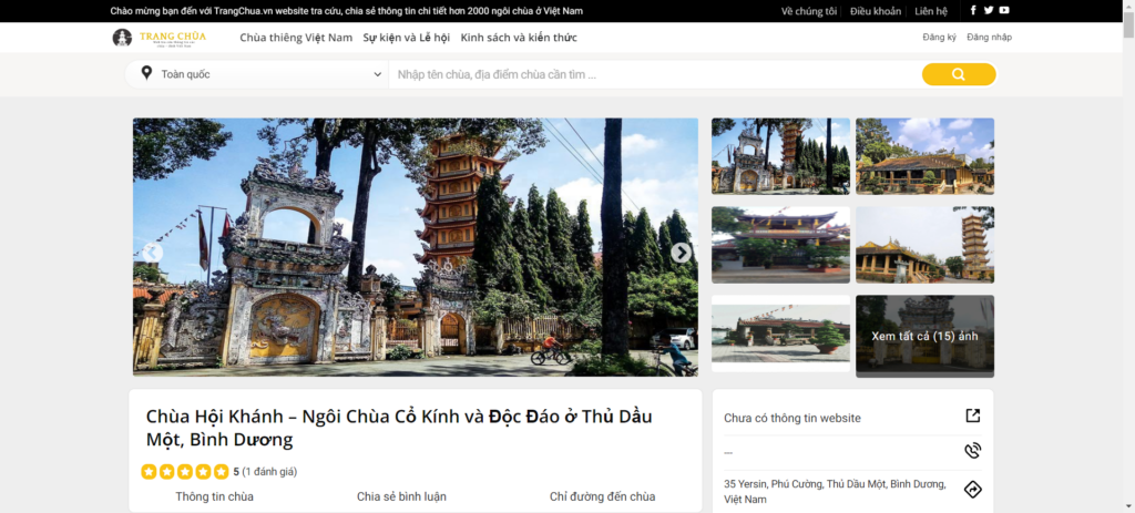Trang Chùa Việt Nam được thành lập với sứ mệnh cung cấp thông tin hữu ích và đáng tin cậy về các ngôi chùa ở Việt Nam, giúp người dùng tìm kiếm các ngôi chùa gần đây, tìm kiếm các ngôi chùa theo tỉnh thành, khu vực khắp cả nước, giúp hiểu về văn hóa Phật giáo và lên kế hoạch cho những chuyến hành hương ý nghĩa.