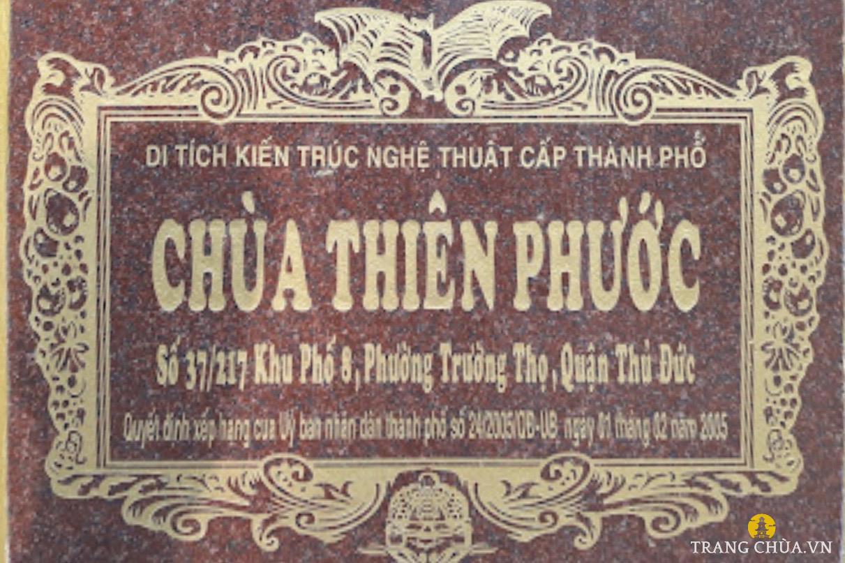 Chùa Thiên Phước được xây dựng vào đầu thế kỷ XIX, trong phong trào phục hưng Phật giáo của triều Nguyễn.